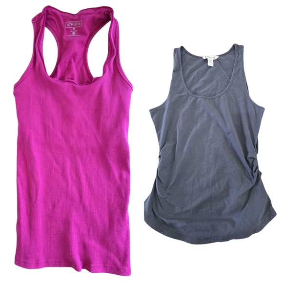 Athleta Womens Racer Back Tank Top Bundle Of 2 Size Small, Xsmall Pink Gray - Picture 1 of 8